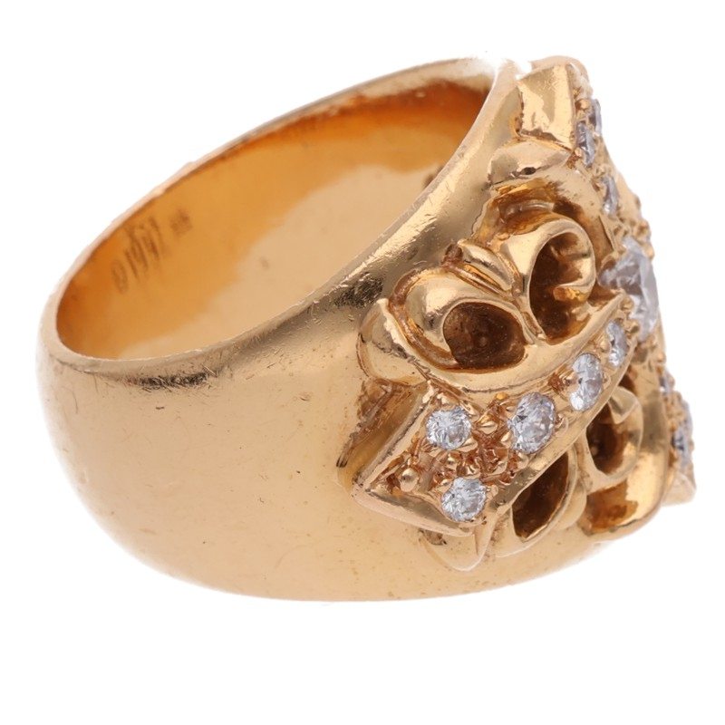 Chrome Hearts 22K Keeper Pave Diamond Ring Size JP 15