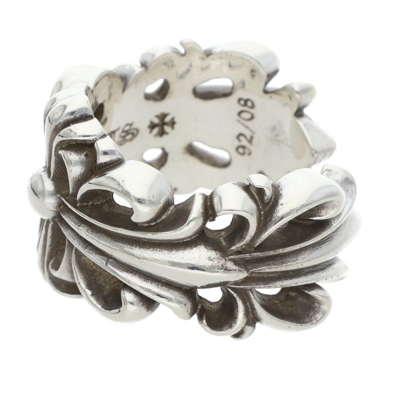 Chrome Hearts DBL FLRL CRS Silver Ring Size JP 14