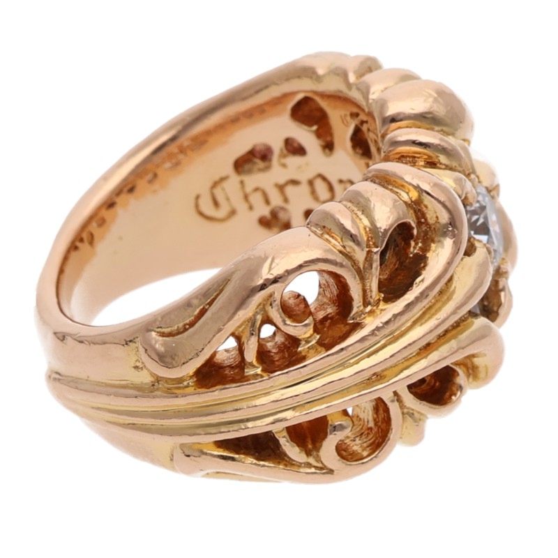 Chrome Hearts 22K 5PT Diamond Gold Ring Size JP 15