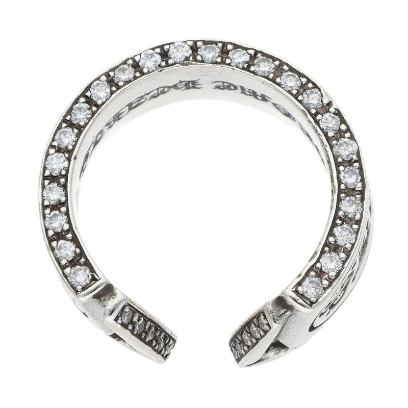 Chrome Hearts LG Scroll Label Pave Diamond Ring Size JP 21