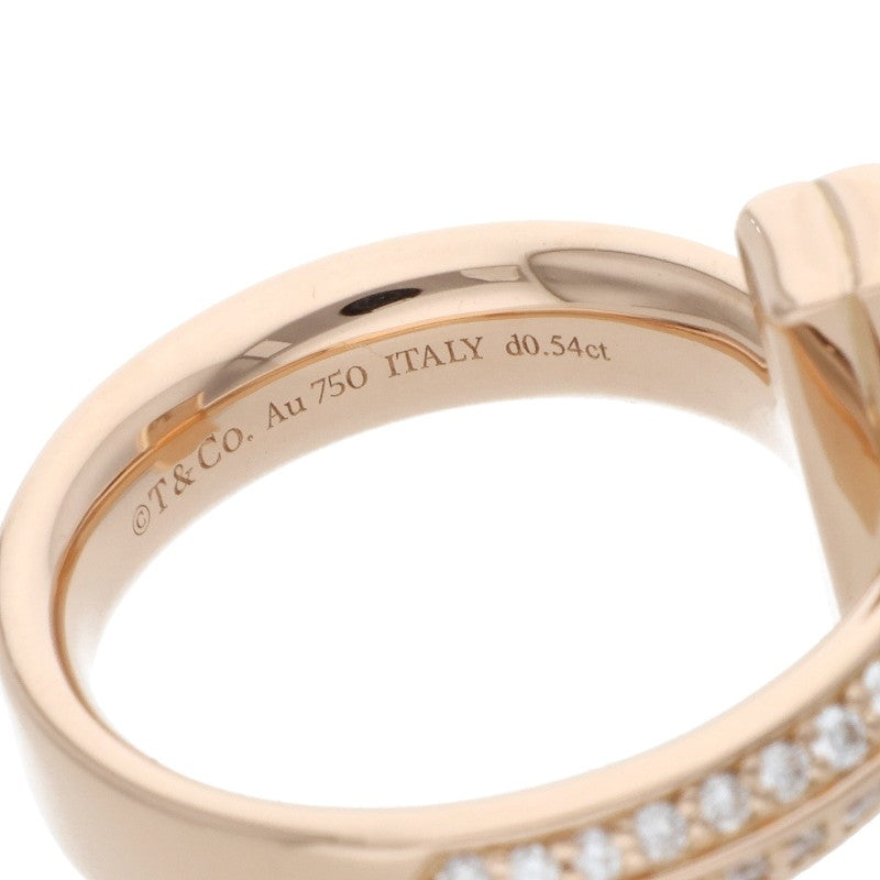TIFFANY&Co. T One Wide Double Diamond Gold Ring Size 10.5