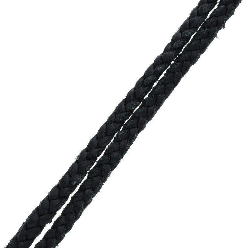 Chrome Hearts Scrolled leather trim Silver necklace Black x Silver (Silver 11.73g)