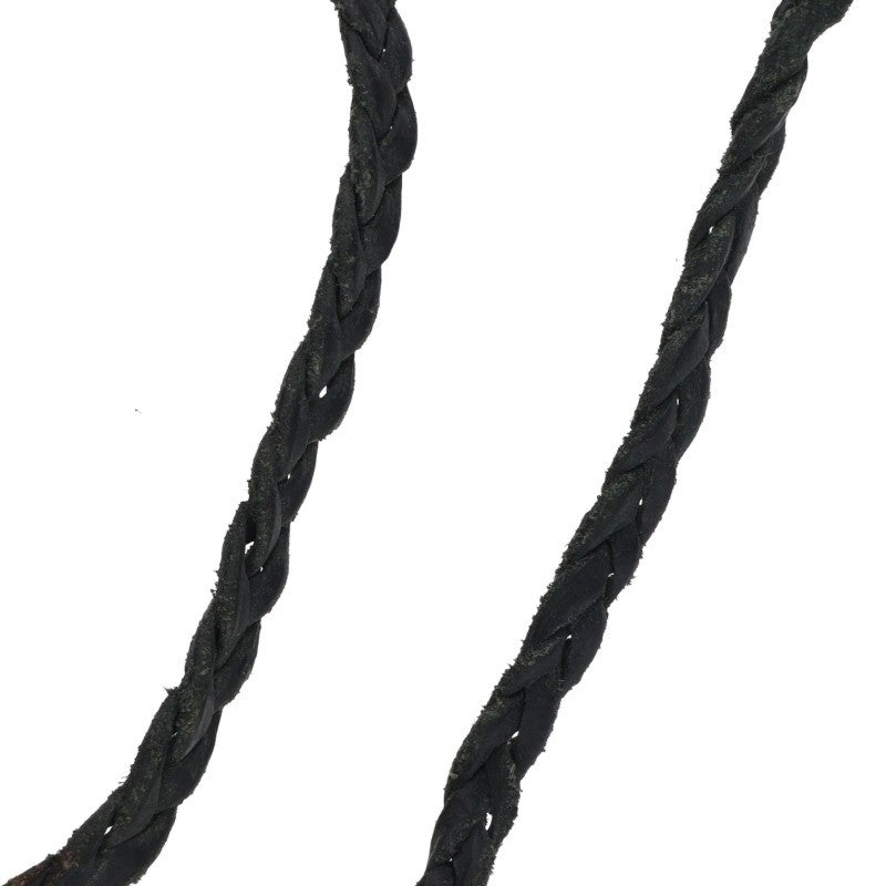 Chrome Hearts Scrolled leather strip Silver necklace Black x Silver (Silver 9.97g)