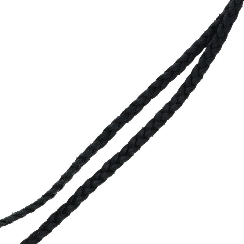 Chrome Hearts Scrolled Leather Braid Black x Silver (Silver 12.72g)