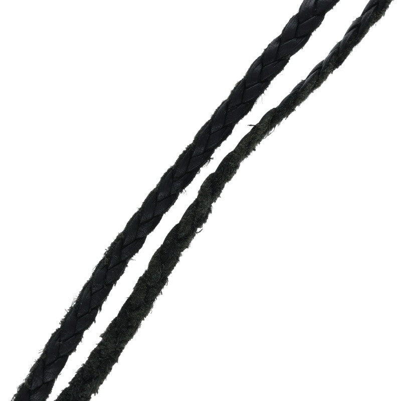 Chrome Hearts Scrolled Leather Braid Black x Silver (Silver 10.87g)