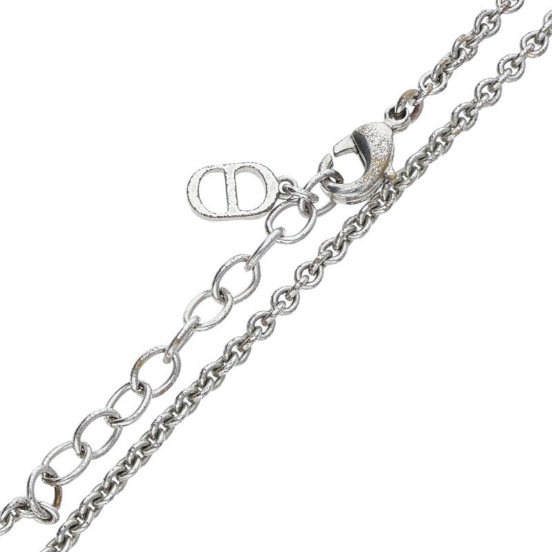 DIOR Oblique Circle Pendant Silver Necklace Size ONE SIZE