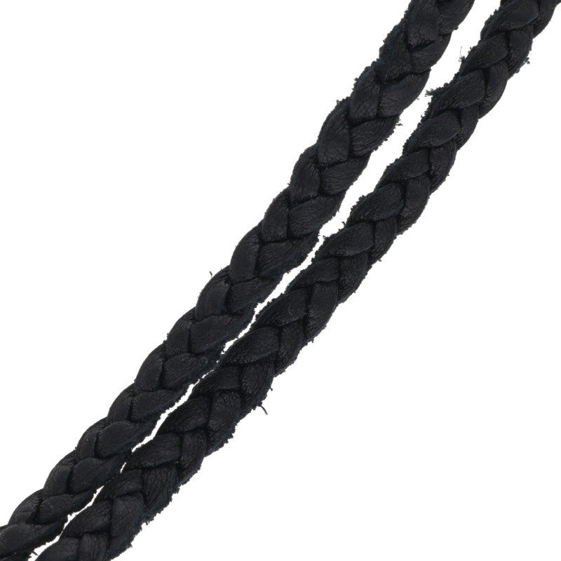 Chrome Hearts Scrolled Leather Braid Black x Silver (Silver 9.6g)