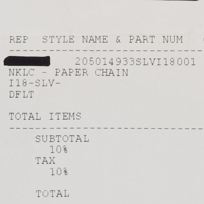 Chrome Hearts Paper Chain 18inch Silver Size ONE SIZE