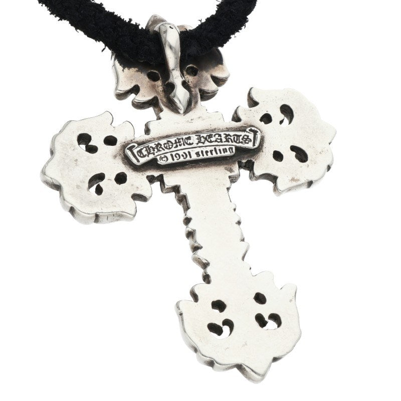 Chrome Hearts Filigree Cross Leather Braid Necklace