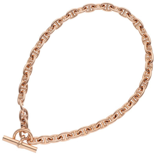 HERMES 18K Pink Gold Chaine Choker Necklace Size 44LINK