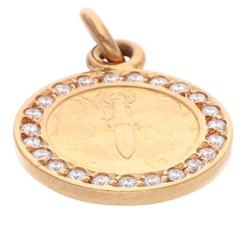 Chrome Hearts 22K Angel Medal Charm Pave