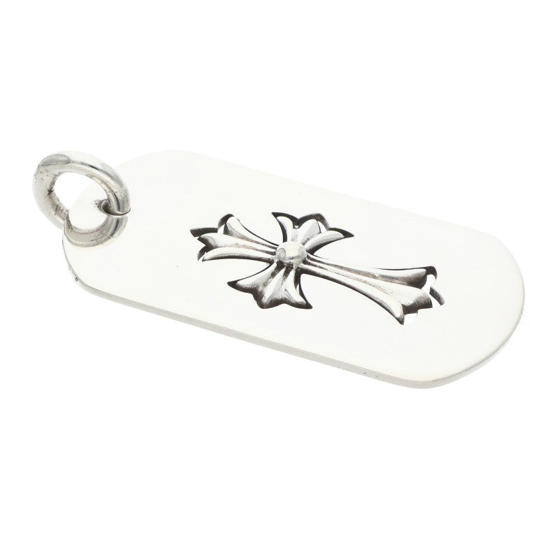 Chrome Hearts Large Dog Tag Tiny Cross Silver
