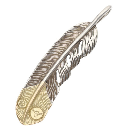 TADY & KING Two-Tone SV Feather K18 Tip Left Pendant Size L