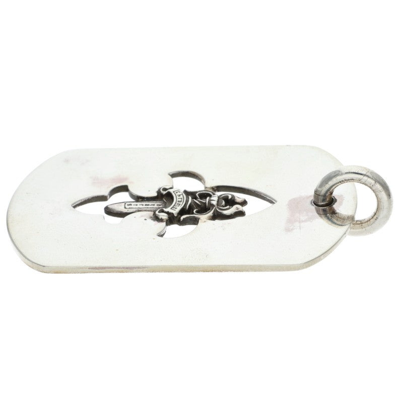 Chrome Hearts 925 Silver Fleur Dagger Dog Tag Necklace