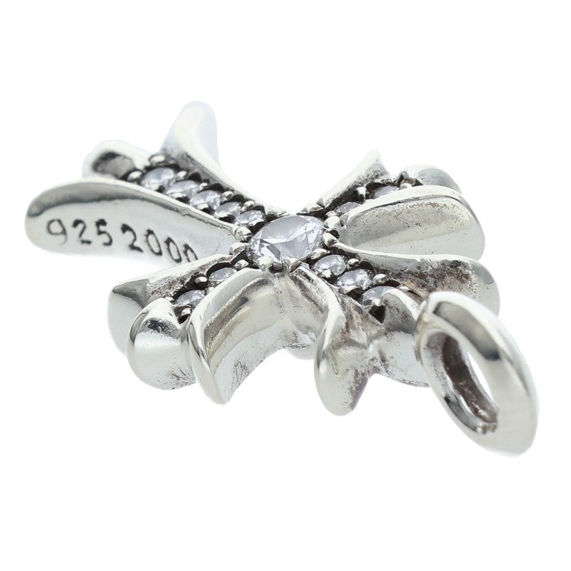 Chrome Hearts Tiny Fat Cross Pave Diamond Silver Pendant