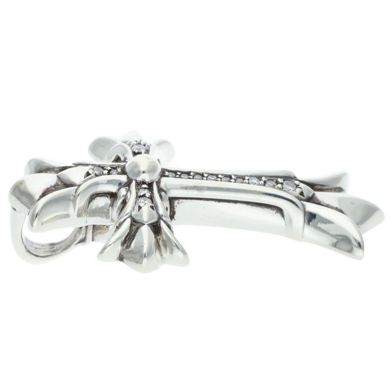 Chrome Hearts DBL CH CRS Pave Diamond Pendant Silver