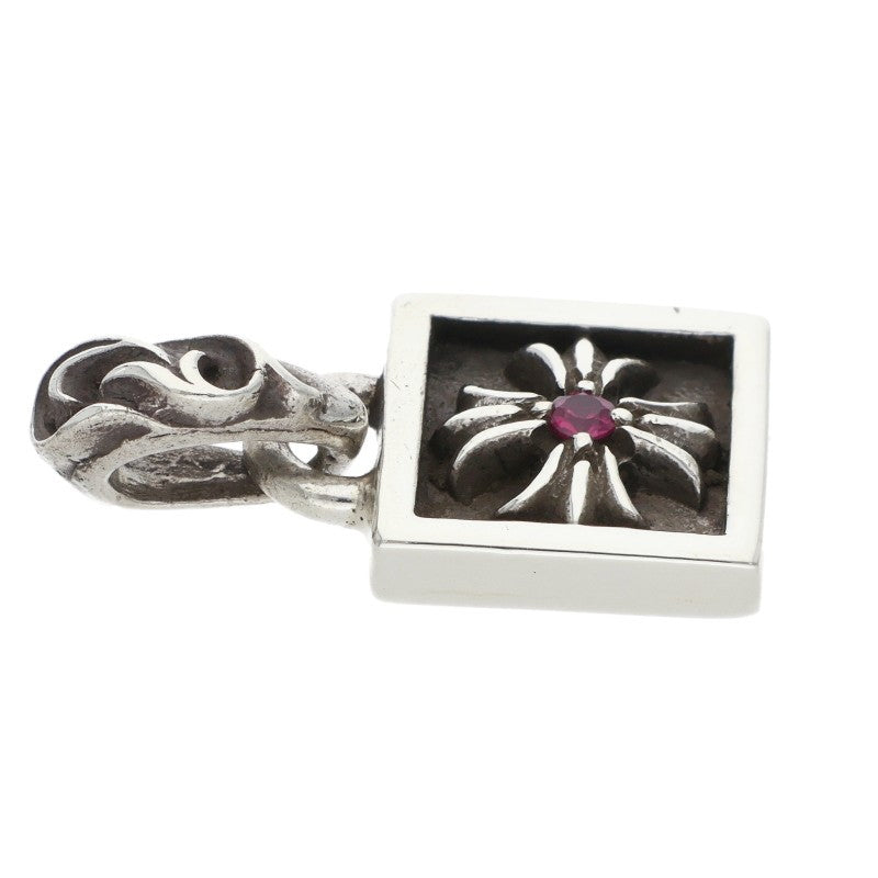 Chrome Hearts Framed CH Plus 1 Ruby Silver Pendant