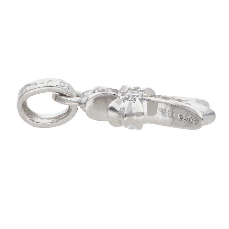 Chrome Hearts 18K WG Baby Fat Cross Pave Diamond Charm