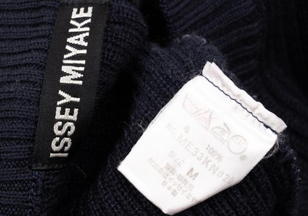 ISSEY MIYAKE MEN Line Design Wool Rib Knit Navy Blue Size M