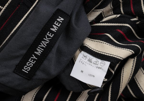 ISSEY MIYAKE MEN Striped Cotton 3B Jacket Beige Red Size 4