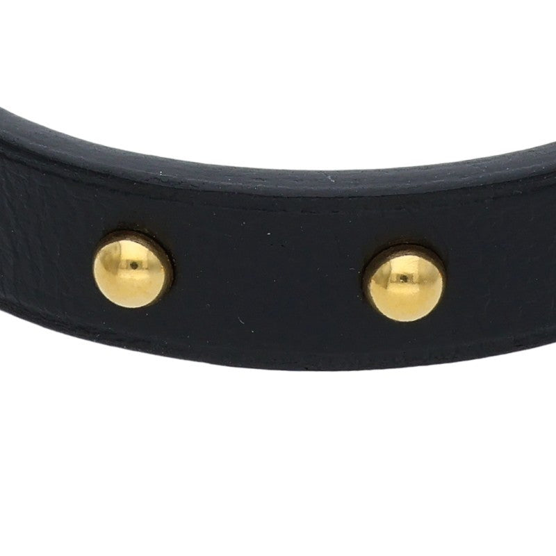 HERMES Mini Dog Studded Leather Bracelet Black Size ONE SIZE