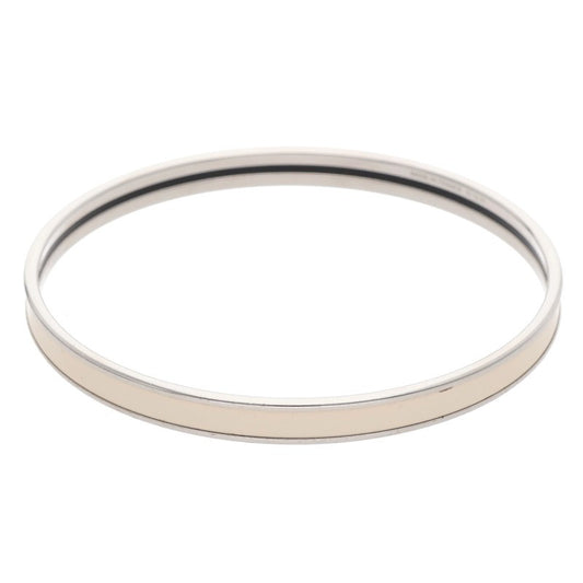 HERMES Uni Enamel Bracelet Silver Off-White Size ONE SIZE