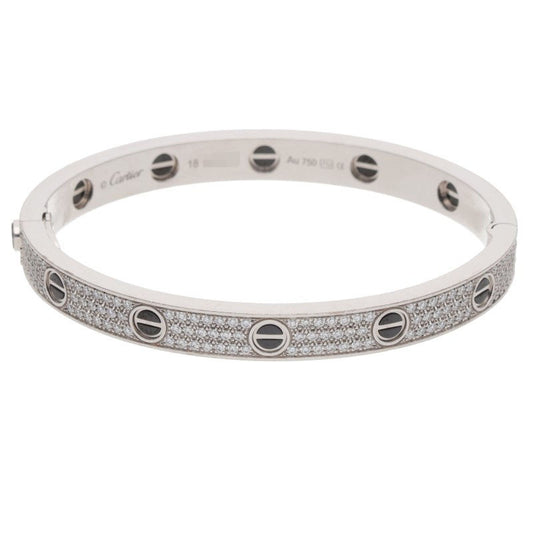 Cartier LOVE BRACELET 18K WG Ceramic Pave Size ONE Multi