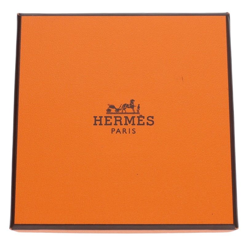 HERMES Tournis Tresse Leather Bracelet Black Size ONE SIZE