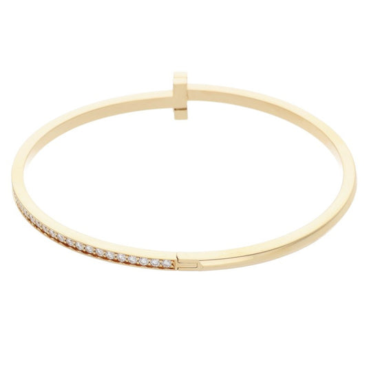 TIFFANY&Co. T-Wire Hinged Narrow 18K Diamond Bangle Belt Size L
