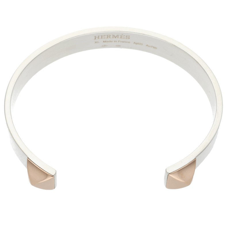 HERMES Clou de H 18K PG & Silver Combo Bracelet Size XL