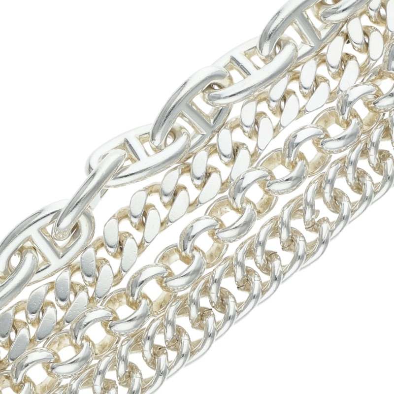 HERMES 925 Etcetera 4-Strand Chain Bracelet Size ST