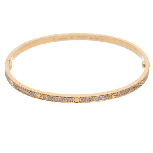 Cartier LOVE BRACELET SM K18YG Pave Diamond Bracelet Size 20