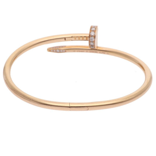 Cartier 18K Pink Gold Diamond JUSTE UN CLOU Bracelet Size 17