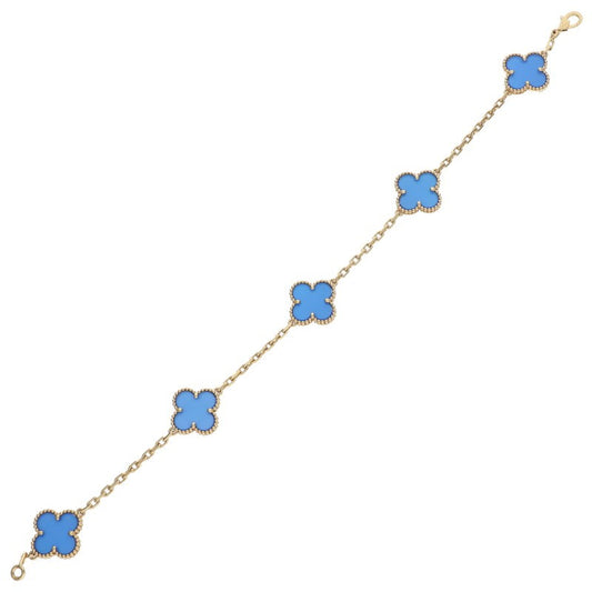 VANCLEEF & ARPELS Vintage Alhambra K18YG Agate Bracelet