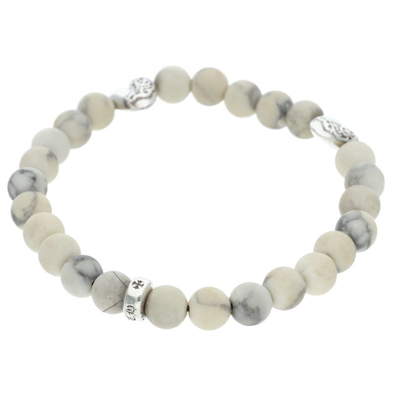 Chrome Hearts 6mm Heart Bead Bracelet White Silver