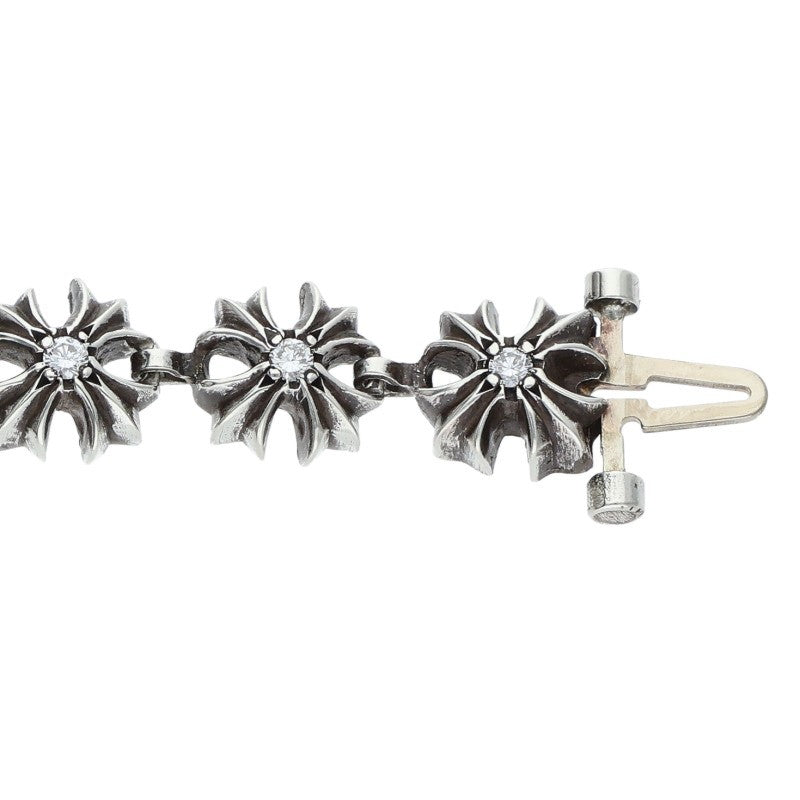 Chrome Hearts Tiny Plus Pave Silver Bracelet Size 18LINK