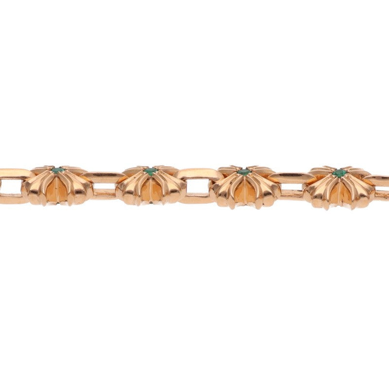 Chrome Hearts 22K Yellow Gold Emerald Bracelet Size 14LINK