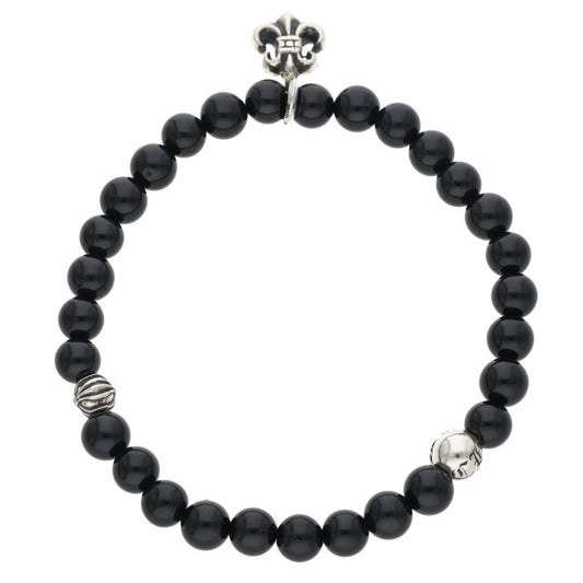 Chrome Hearts 6mm Bead Stack BS Fleur Silver Bracelet