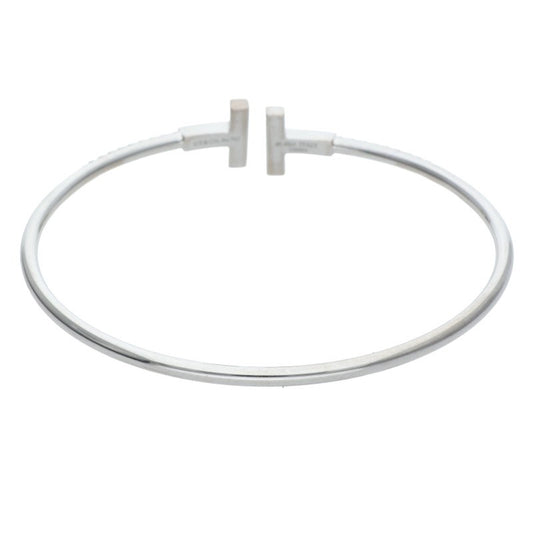 TIFFANY&Co. T Wire K18WG Pave Diamond Bangle Belt