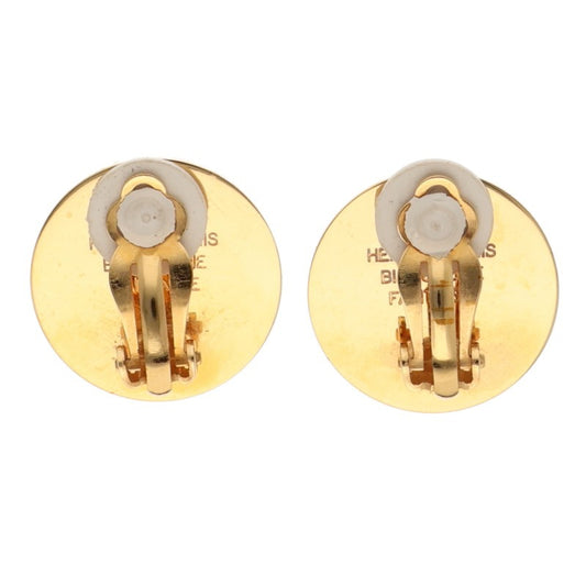 HERMES Sellier Round Gold Earrings Size ONE SIZE