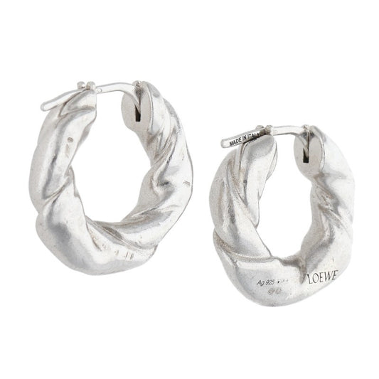 LOEWE Napa Twist Silver Hoop Earrings Size ONE SIZE