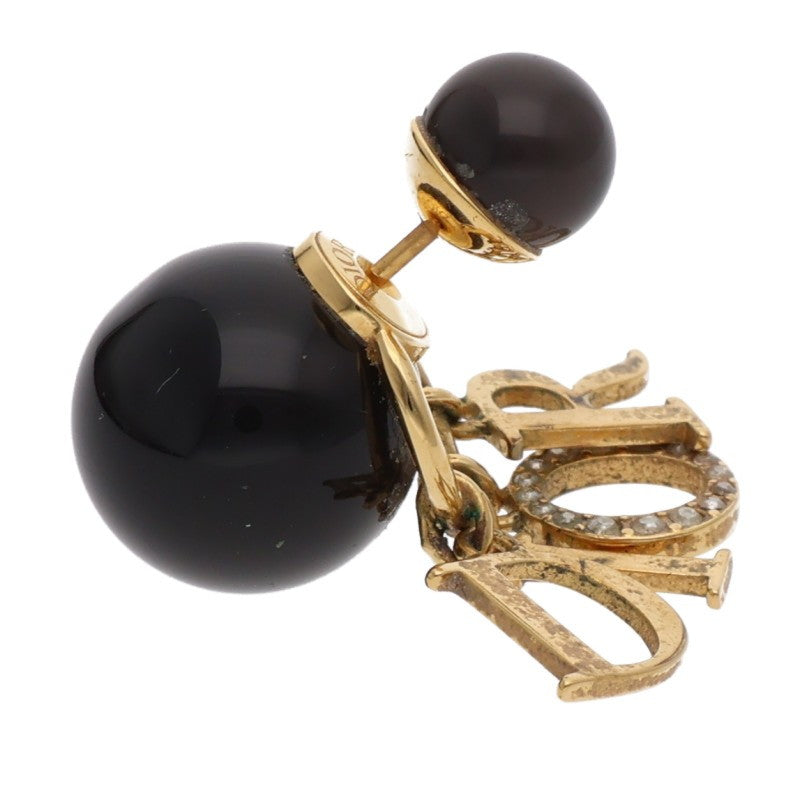 DIOR Black Faux Pearl Logo Drop Earrings Size ONE SIZE