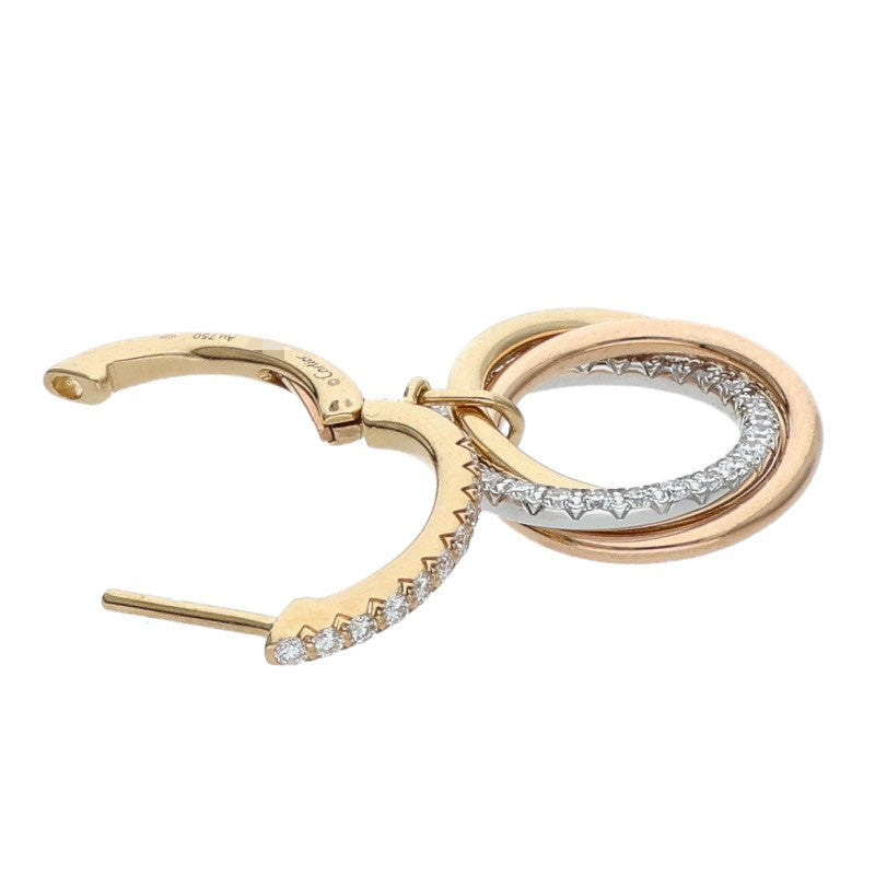 Cartier Trinity 18K 3-Color Gold Pave Diamond Earrings