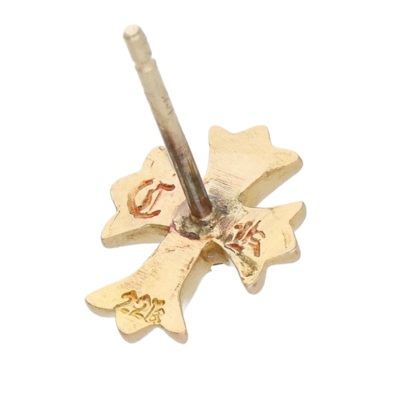 Chrome Hearts 22K CH Cross Stud 1 Diamond Gold Earring