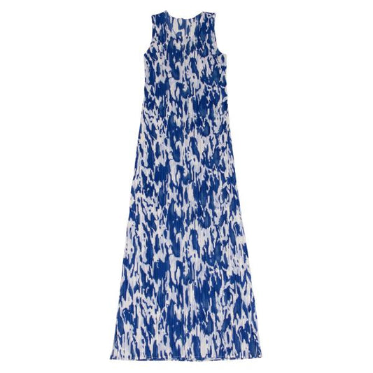 PLEATS PLEASE Mottled Print Sleeveless Dress Blue Size 3