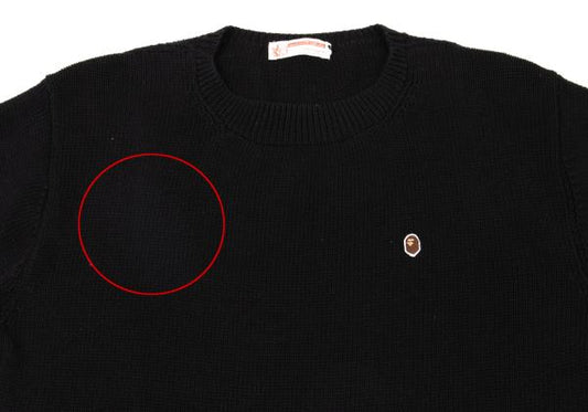 Bape A BATHING APE Black Wappen Logo Knit Sweater Size XL