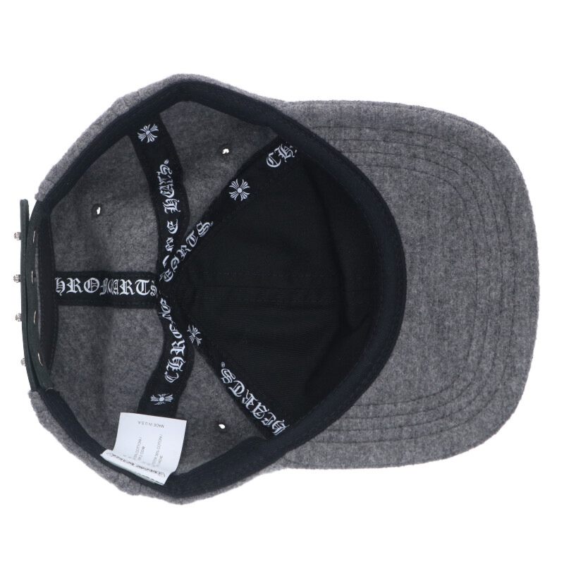 Chrome Hearts CH Leather Wool Cap Gray Size ONE SIZE