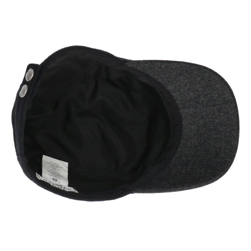 HERMES Wool Cap Hat Black/Gray Size ONE SIZE