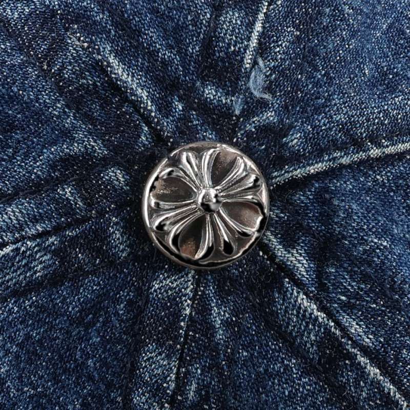 Chrome Hearts Indigo Silver Vine Dagger Denim Trucker Cap