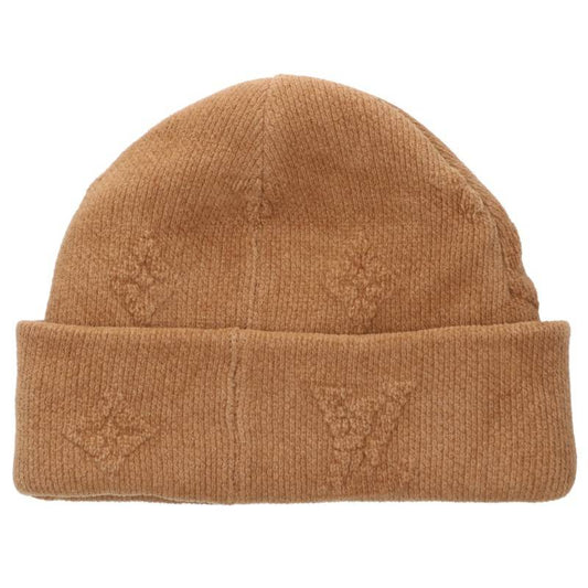 LOUISVUITTON LV Crash Monogram Knit Hat Brown Size S